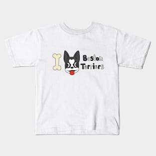 I Heart Boston Terriers Kids T-Shirt